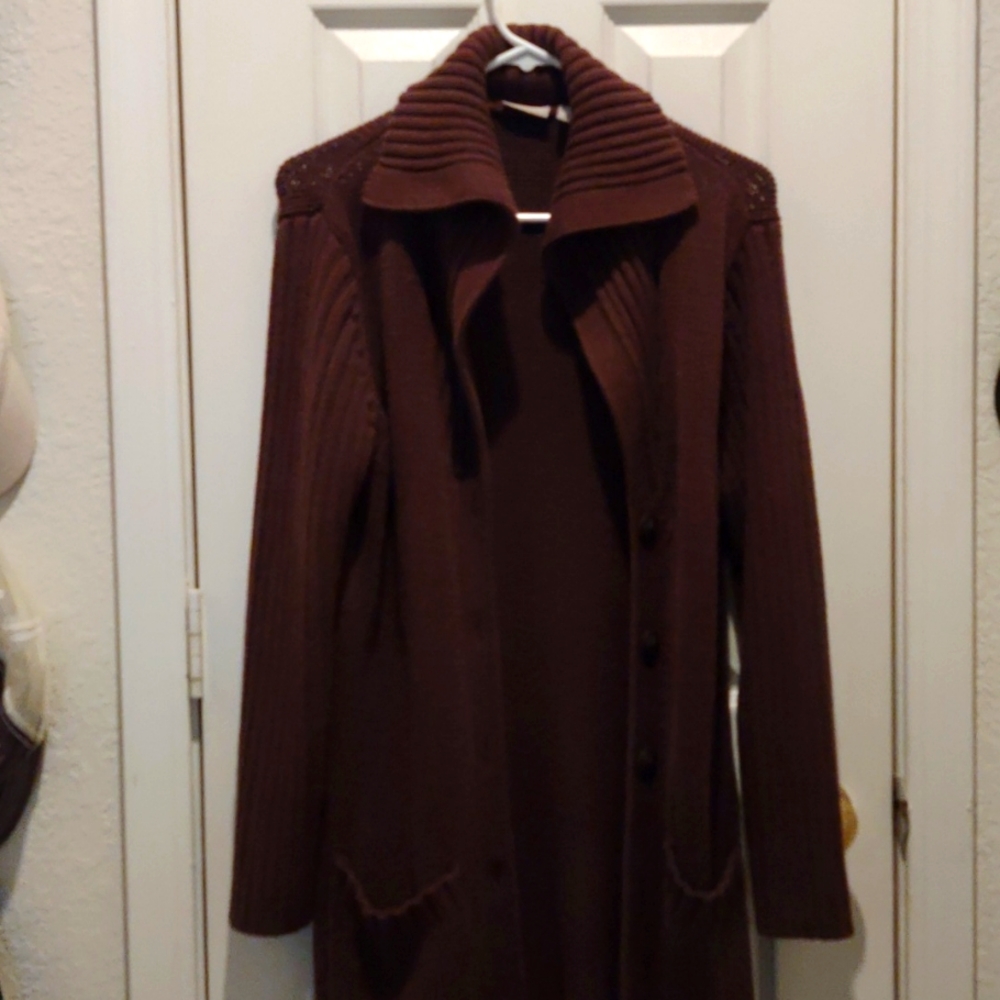 Long knit chocolate sweater